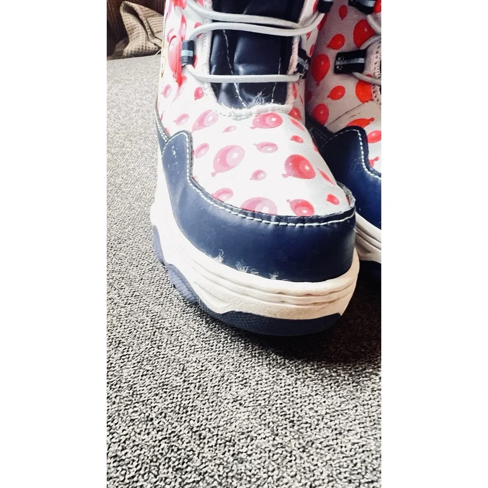 Bluey Snow‎ Boots Toddler Size 8 Blue Red Balloon Faux Fur Lined Winter Shoes